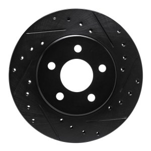 Chrysler Town & Country Brake Rotor (1) - Front Right - R1 Concepts - Drilled & Slotted - Black - `96-`00
